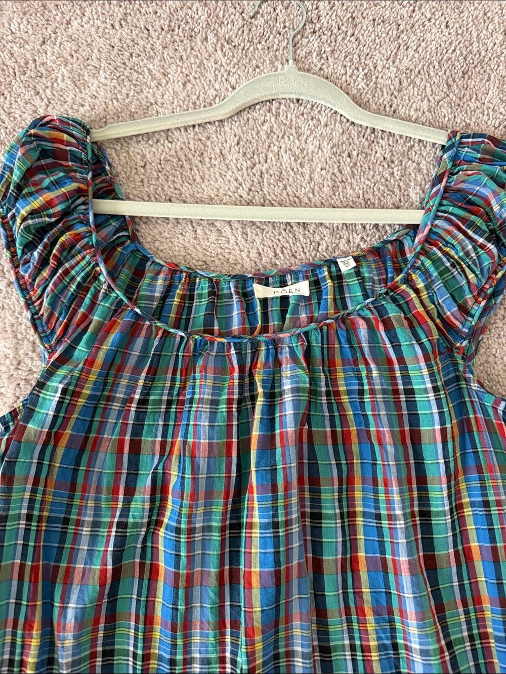 Doen Faye Dress - Alderbrook Plaid Blue Multi size xs - Picture 8 of 9